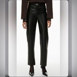 Aritzia Melina Black Straight Leg Vegan Leather Pants
